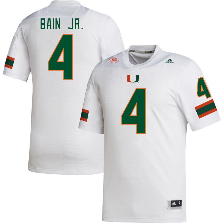 Men #4 Rueben Bain Jr. Miami Hurricanes College Football Jerseys Stitched-White